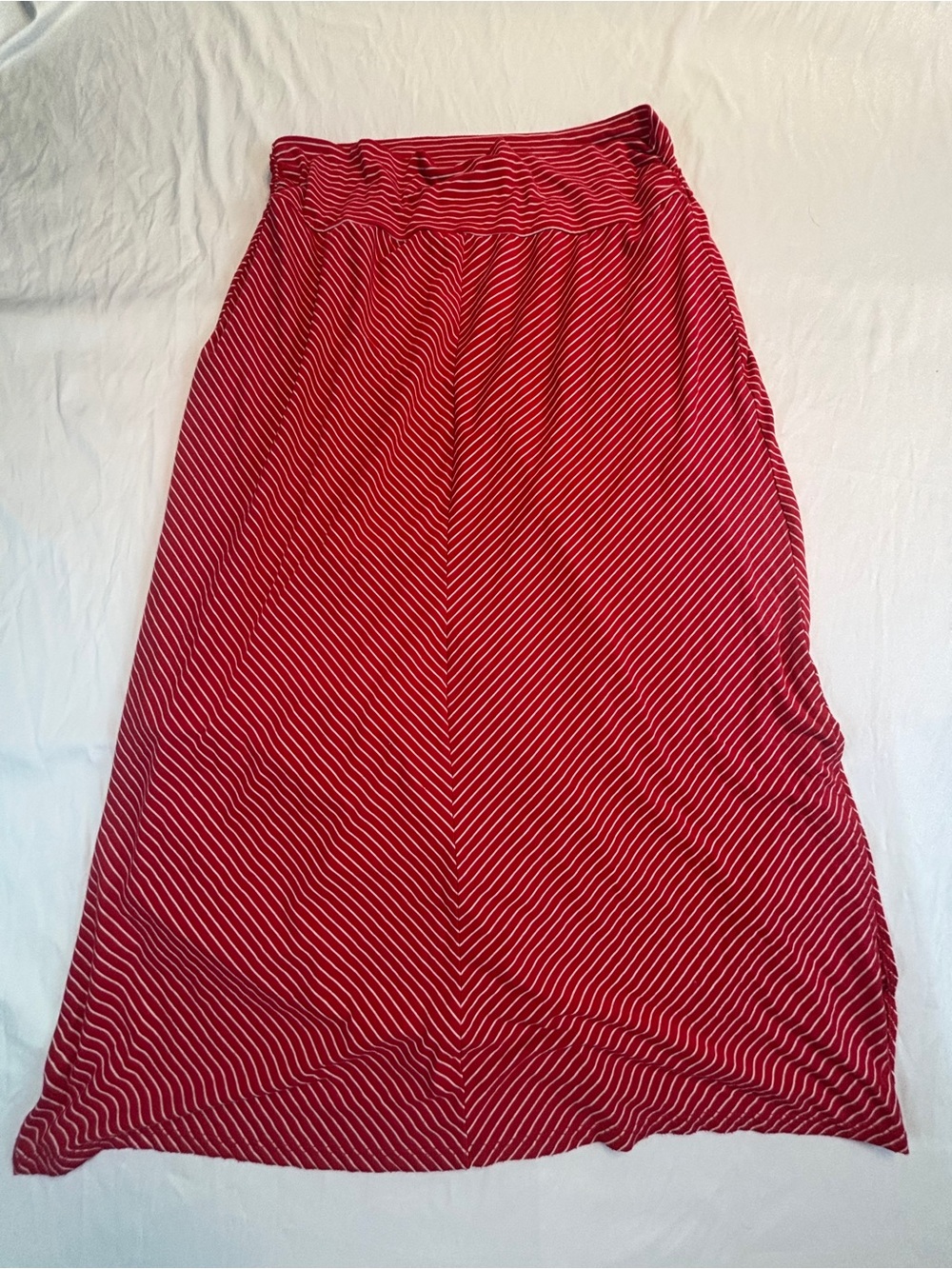 Faded Glory Red and White Striped Maxi Skirt